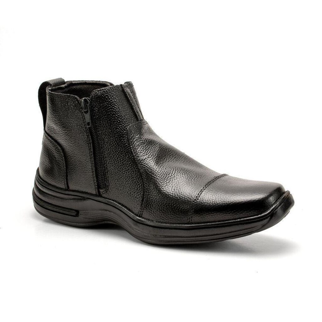 Bota Social Ortopédica em Couro Botina Masculina Confortável