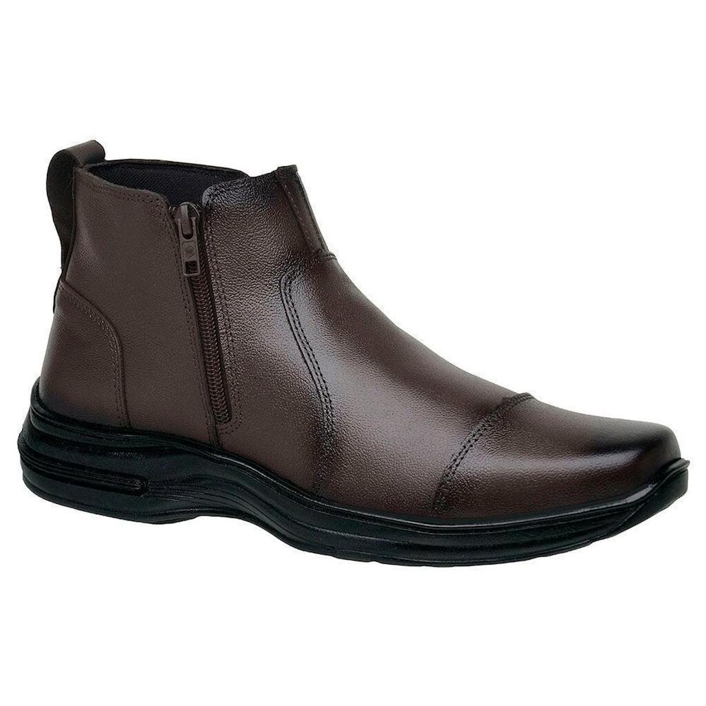 Bota Social Ortopédica em Couro Botina Masculina Confortável