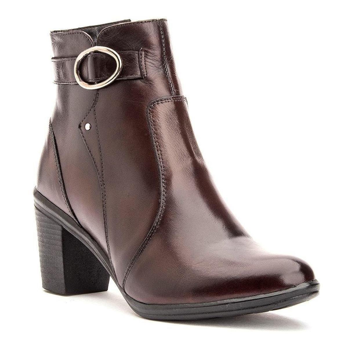 Bota Social Torani Kells Cano Baixo Couro Feminina - Marrom | Zattini