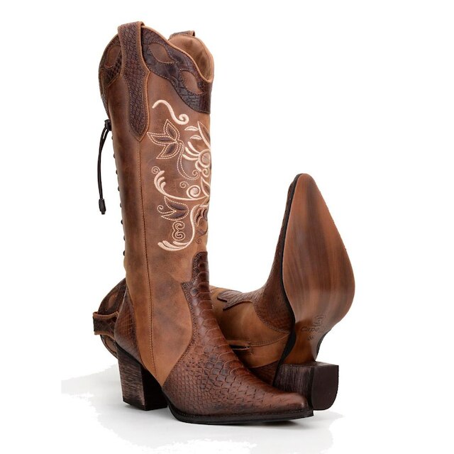 Bota Texana Capelli Cano Longo Couro Feminina