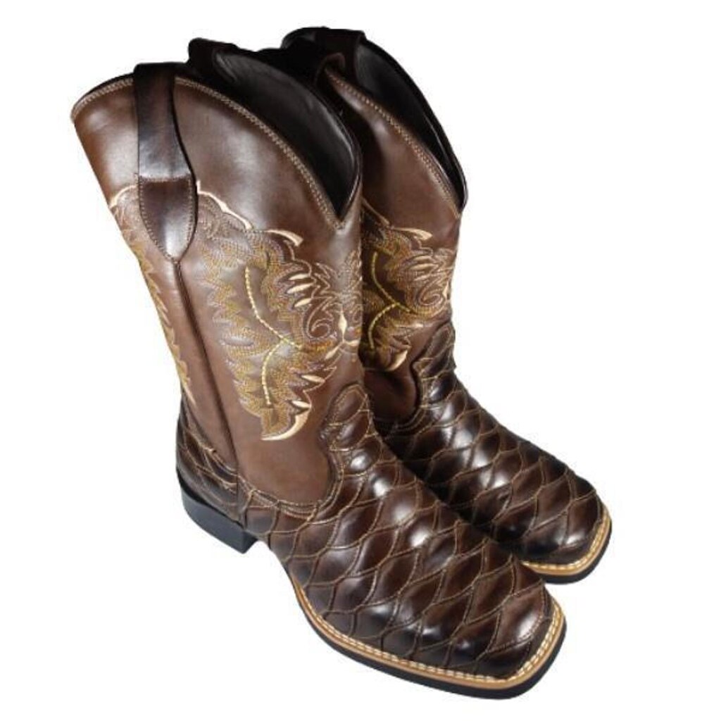 Bota Texana Nashville Couro Escama Latego Country Feminina