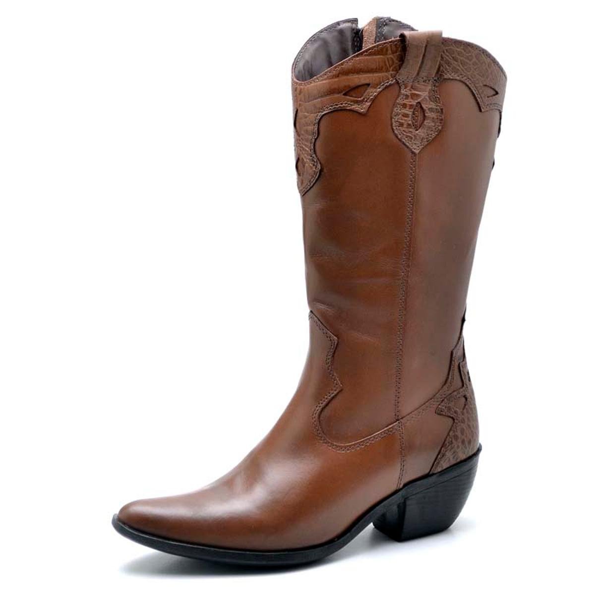 Bota Top Franca Shoes Country Bico Fino Feminina Menor preço em Bota Top Franca Shoes Country Bico Fino Feminina