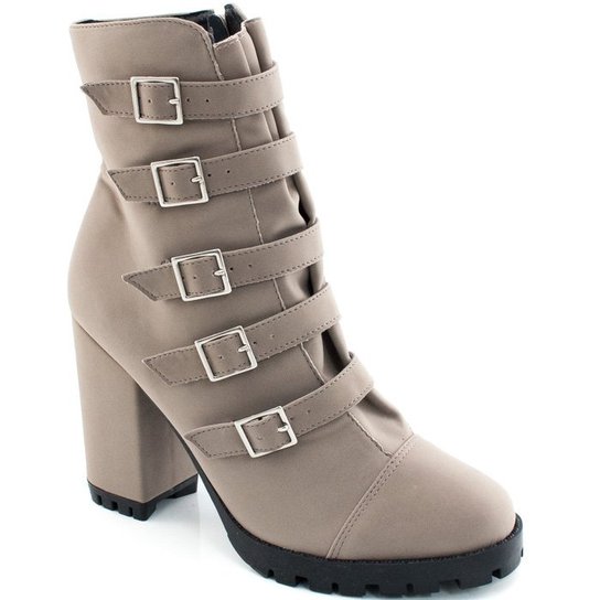 Bota Tratorada Fivelas Sapato Show - Cinza