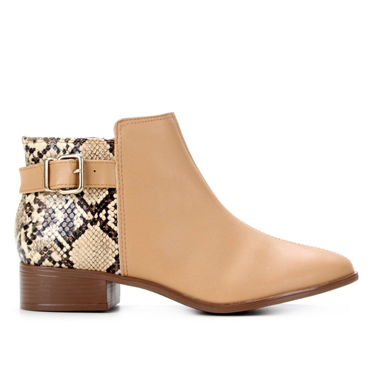 Bota Via Uno Animal Print Snake Feminina - Bege Menor preço em Bota Via Uno Animal Print Snake Feminina - Bege