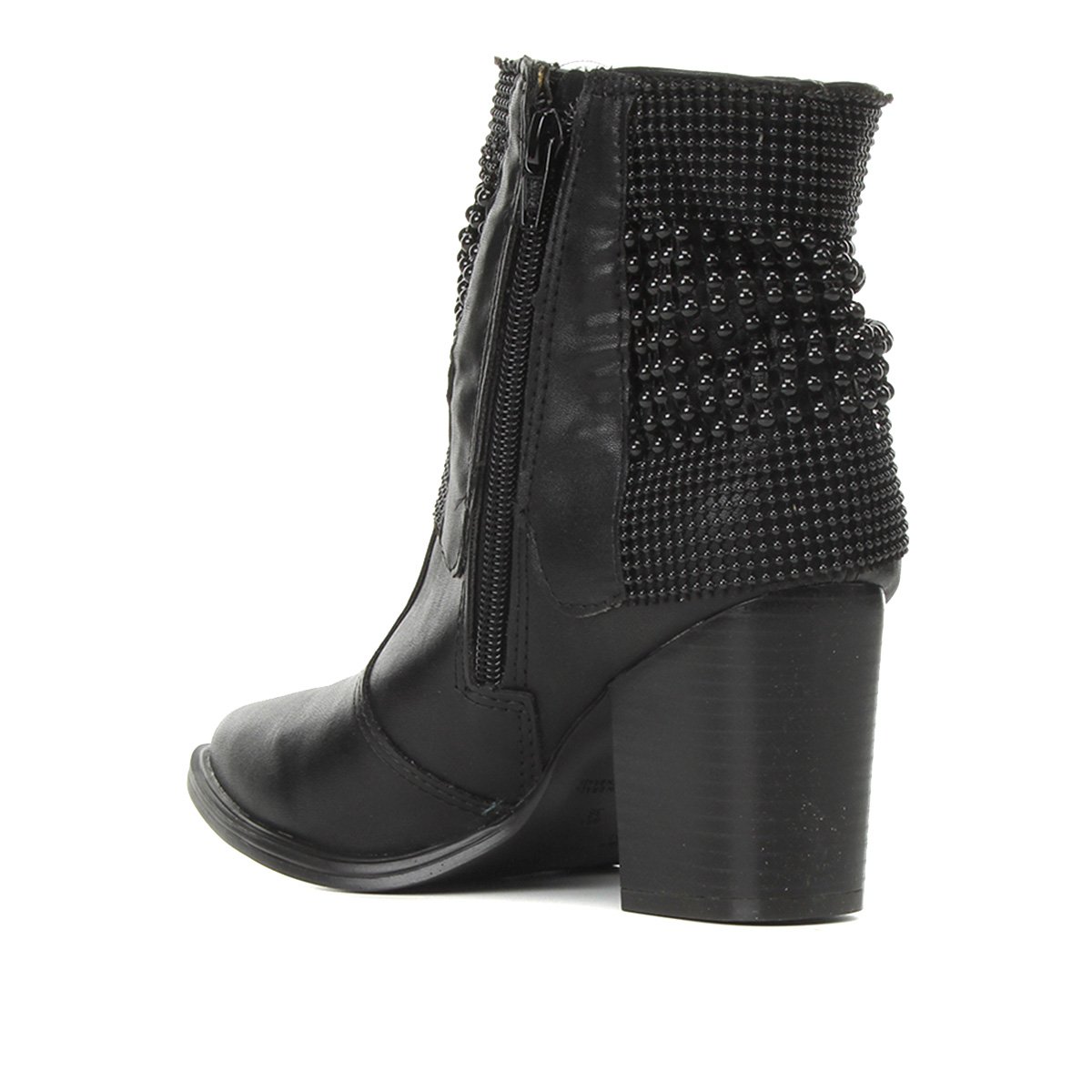 Bota Via Uno Cano Curto Bico Fino Malha Texturizada-213073SBAVV - Preto |  Zattini