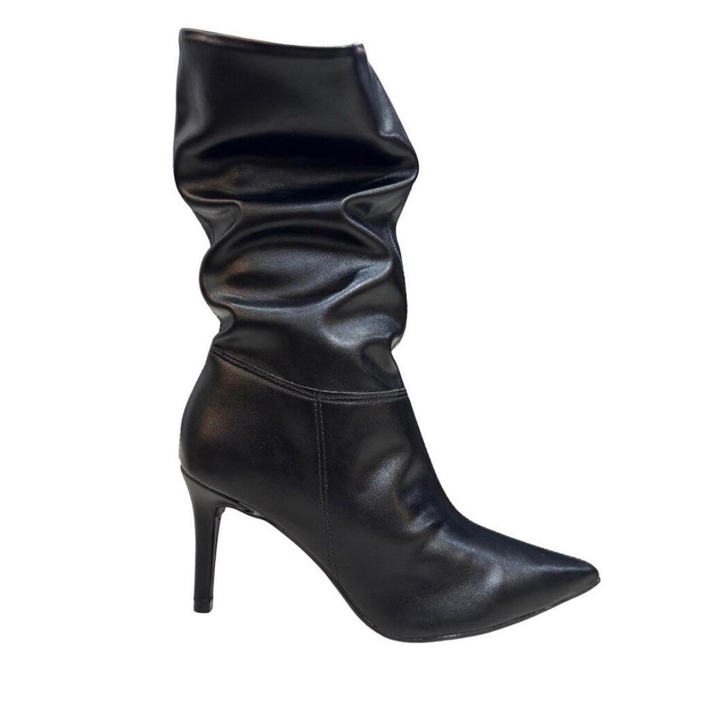 Bota Vizzano 3112.101 Cano Médio Drapeado Salto Fino 8cm Pre