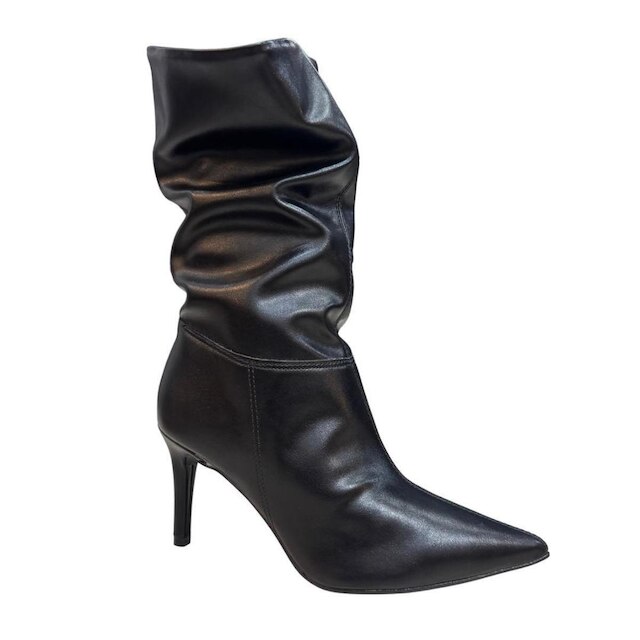 Bota Vizzano 3112.101 Cano Médio Drapeado Salto Fino 8cm Pre