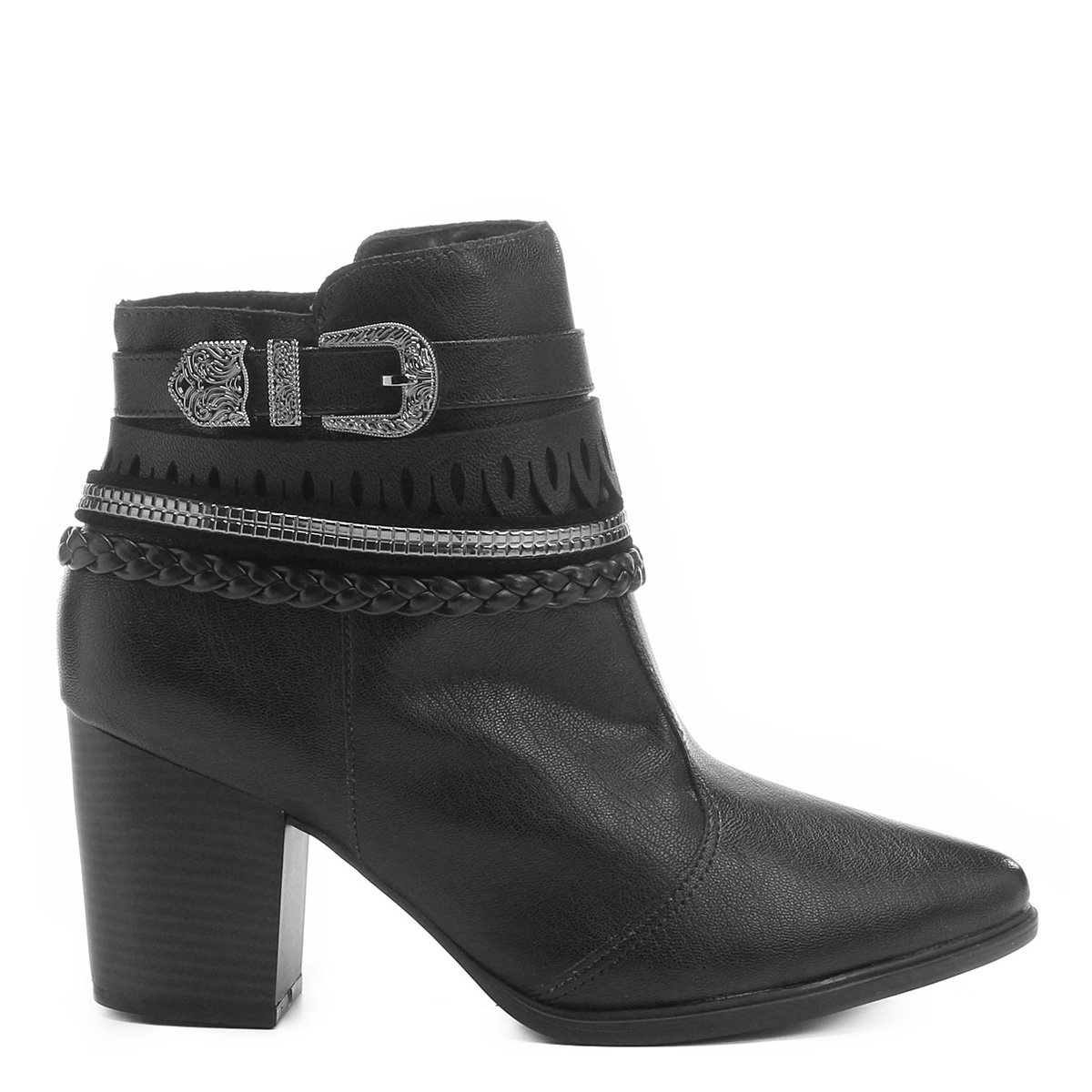 bota vizzano cano curto tiras e fivela