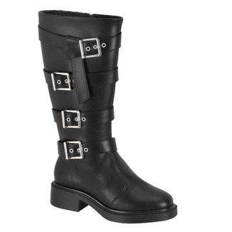 Bota Vizzano Cano Longo Sola Tratorada Baixa 4 fivelas Cor:;Tamanho:37;Gênero:Feminino