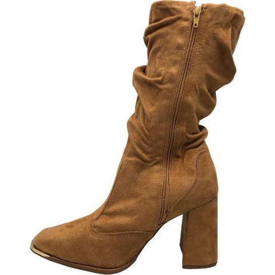 Bota Vizzano Cano Medio Slouch Salto Grosso
