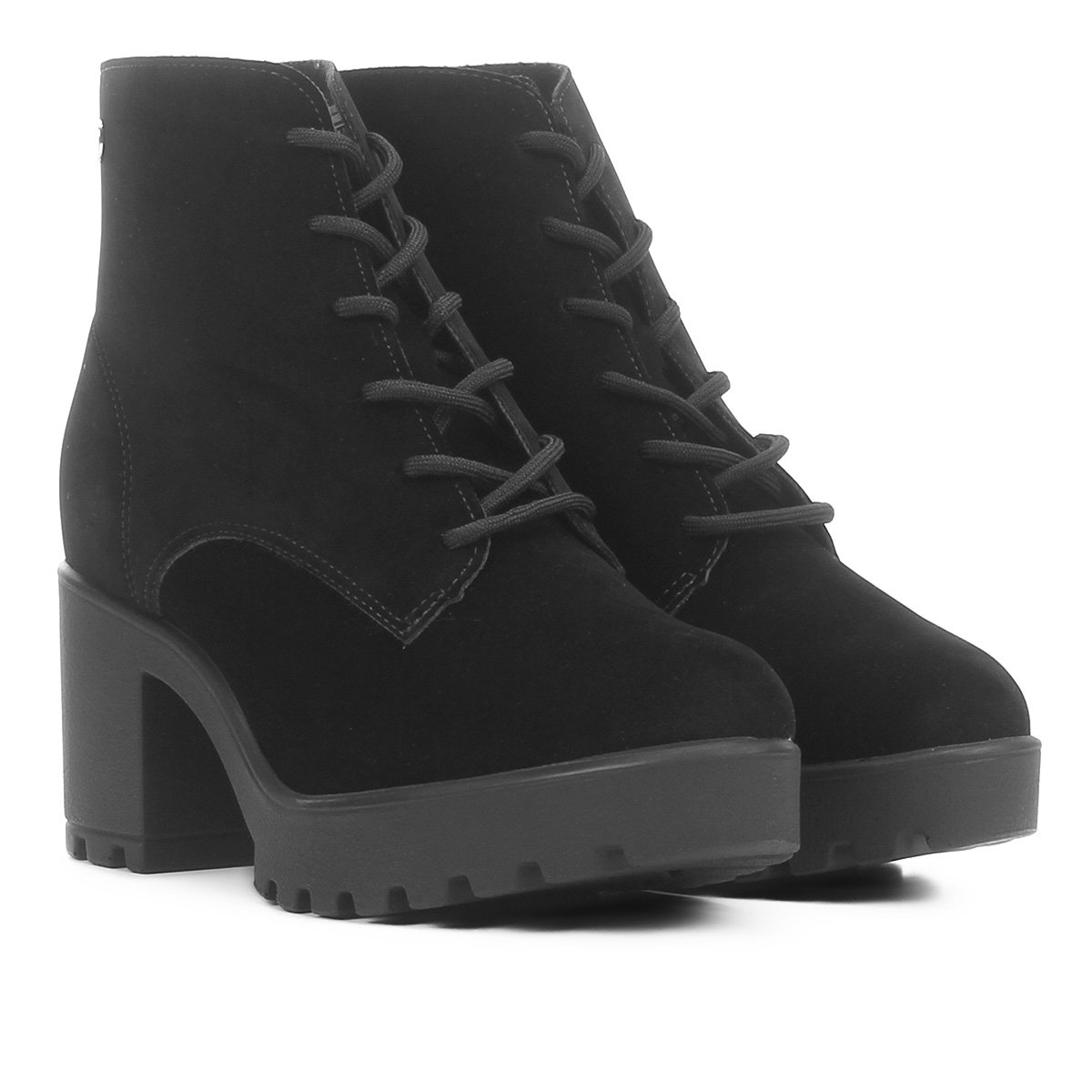 Bota Vizzano Coturno Tratorado Camurça Feminina - Preto Menor preço em Bota Vizzano Coturno Tratorado Camurça Feminina - Preto