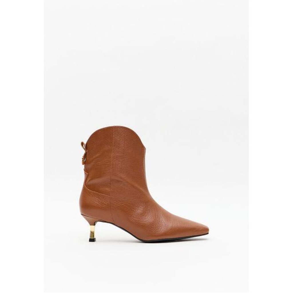 Bota Western Couro Com Cano Médio