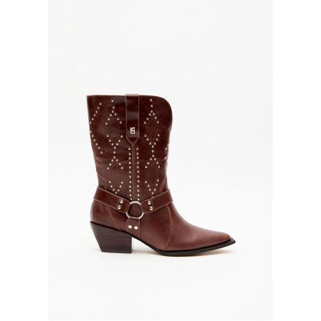 Bota Western Couro Com Tachas