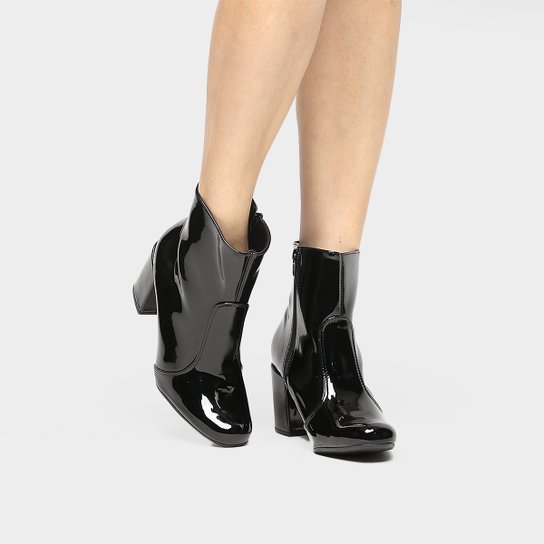 Bota Zatz Cano Curto Salto Bloco - Preto