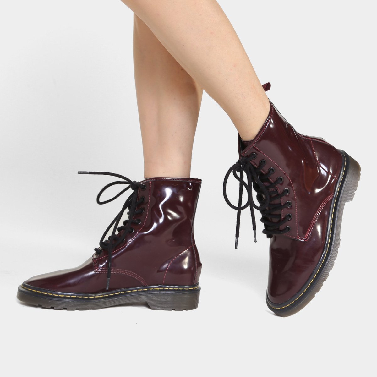 Doctor Martens Coturno Vinho Verniz Bota Zatz Coturno Box Verniz