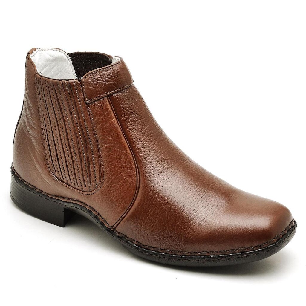 Botina Casual Conforto Couro Masculina