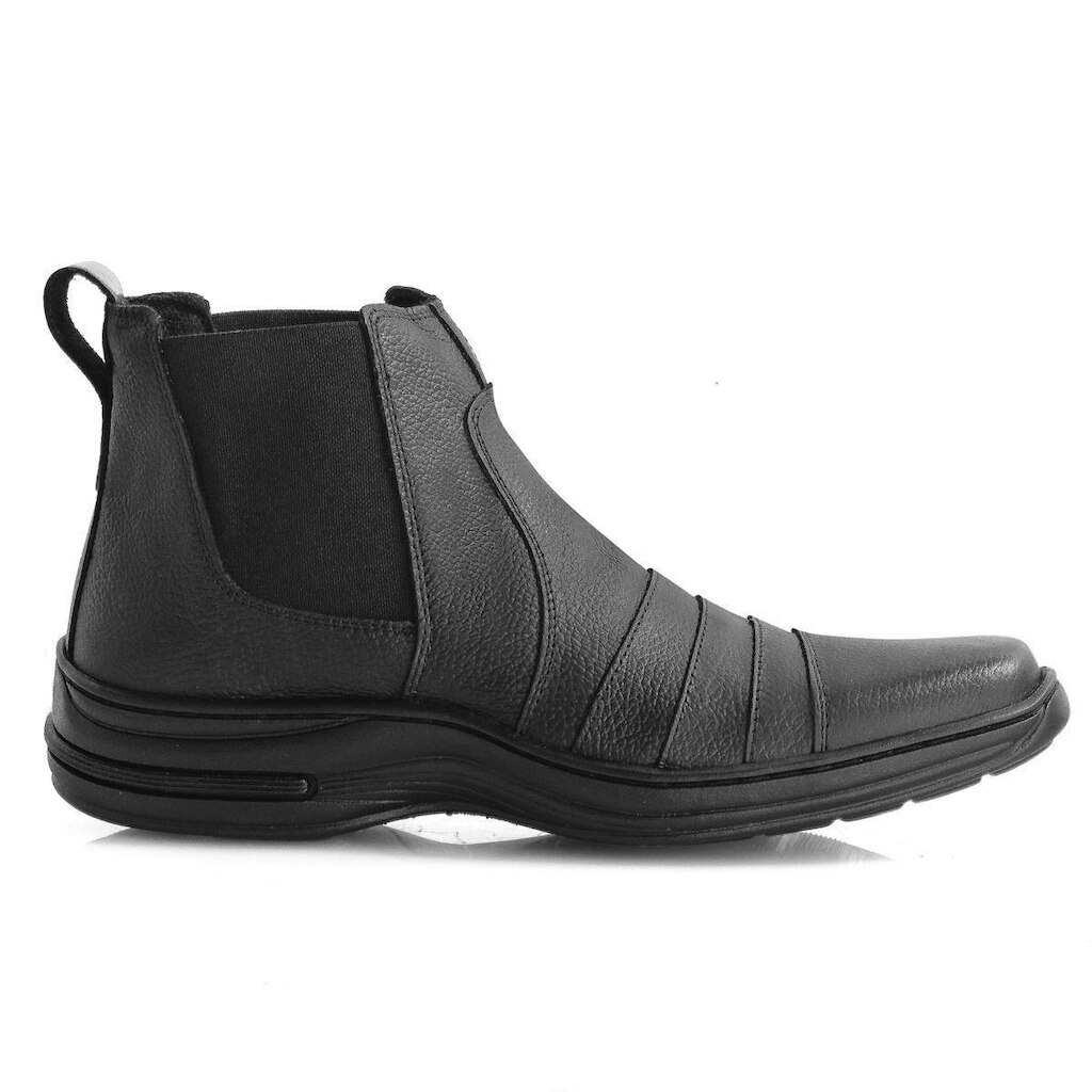 Botina Casual Masculina Couro Solado Borracha Resistente Confortável
