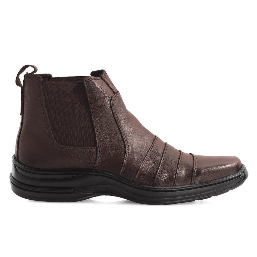 Botina Casual Masculina Couro Solado Borracha Resistente Confortável