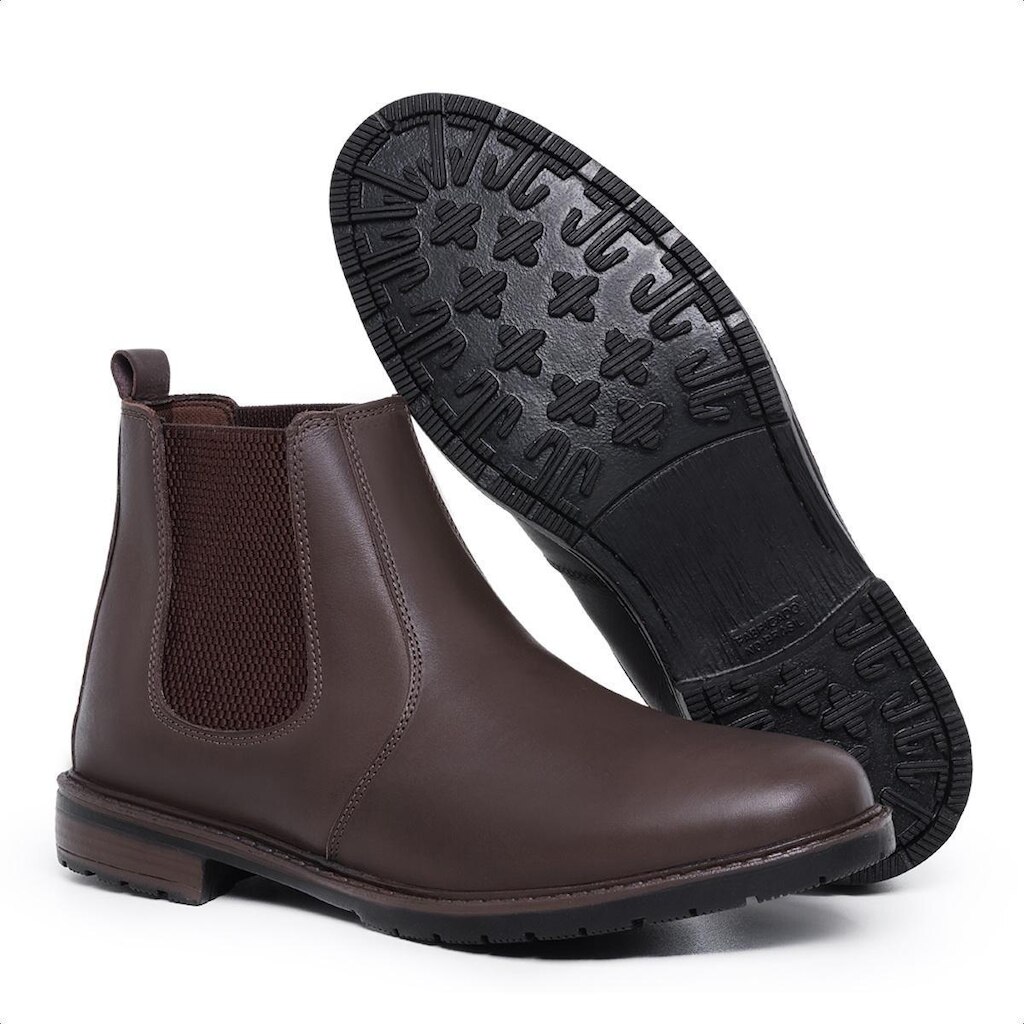 Botina Chelsea Masculina Bota Couro Cano Curto Macia Trabalhar Sair Roça 535