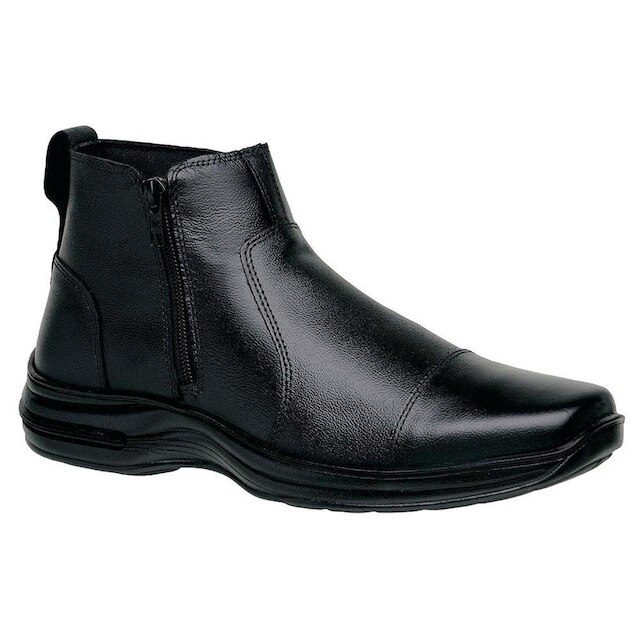 Botina Couro Bota Masculina Cano Médio Tradicional Zíper Confortável