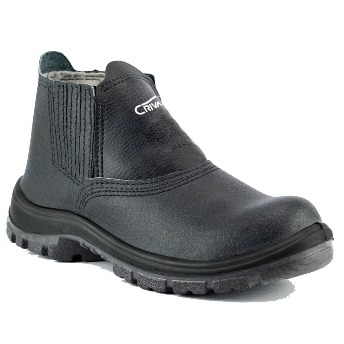 Botina De Segurança Biqueira de Aço Crival Plus EPI CA40016 Couro CP081 - Preto - 36
