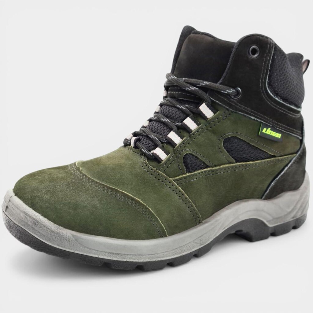 Botina De Segurança Biqueira de PVC Cartom CA15080 Passador Refletivo Couro Nobuck Casual - Verde