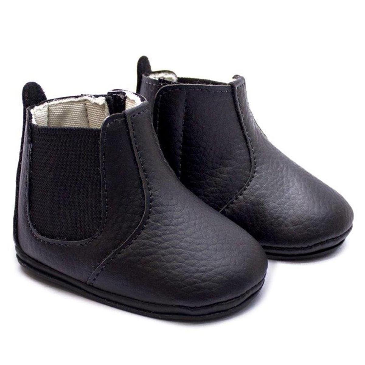 Botina Infantil Bebê Menino Cano Curto Lisa Casual Dia a Dia - Preto Menor preço em Botina Infantil Bebê Menino Cano Curto Lisa Casual Dia a Dia - Preto