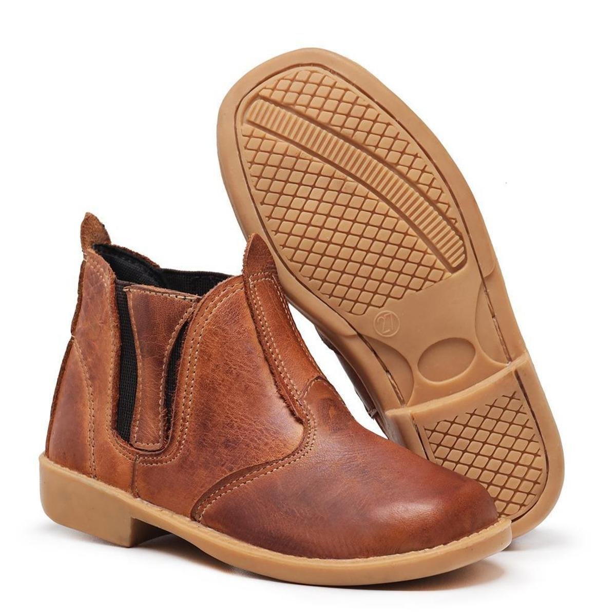 Botina Infantil Masculino Couro Legitimo - Amarelo Menor preço em Botina Infantil Masculino Couro Legitimo - Amarelo