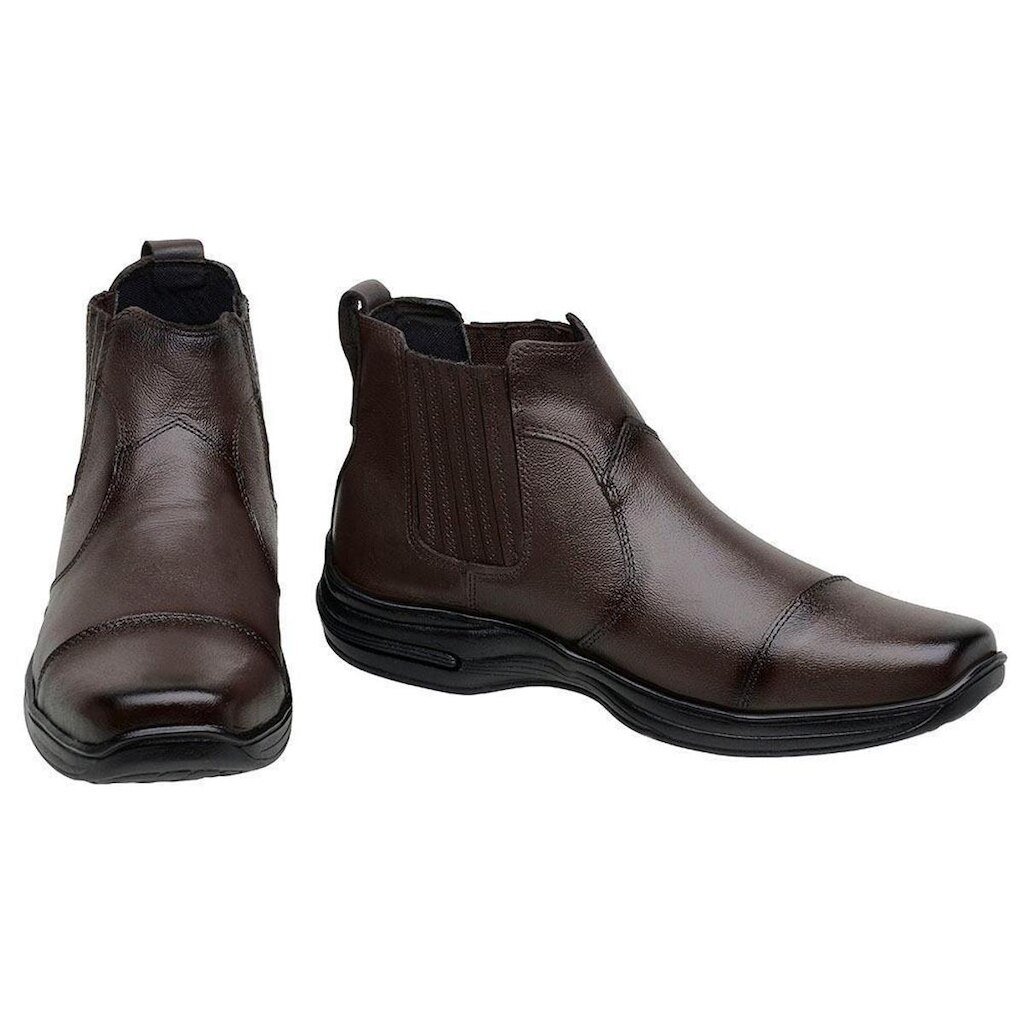 Botina Masculina Couro Elástico Tradicional Confortável