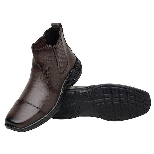 Botina Masculina Couro Elástico Tradicional Confortável