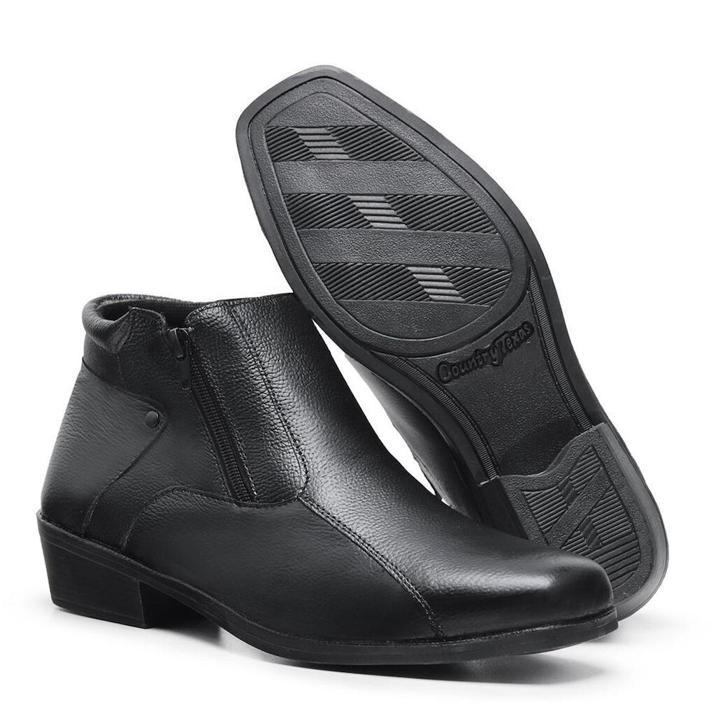 Botina Masculina Em Couro Texana Country Bico Quadrado 202