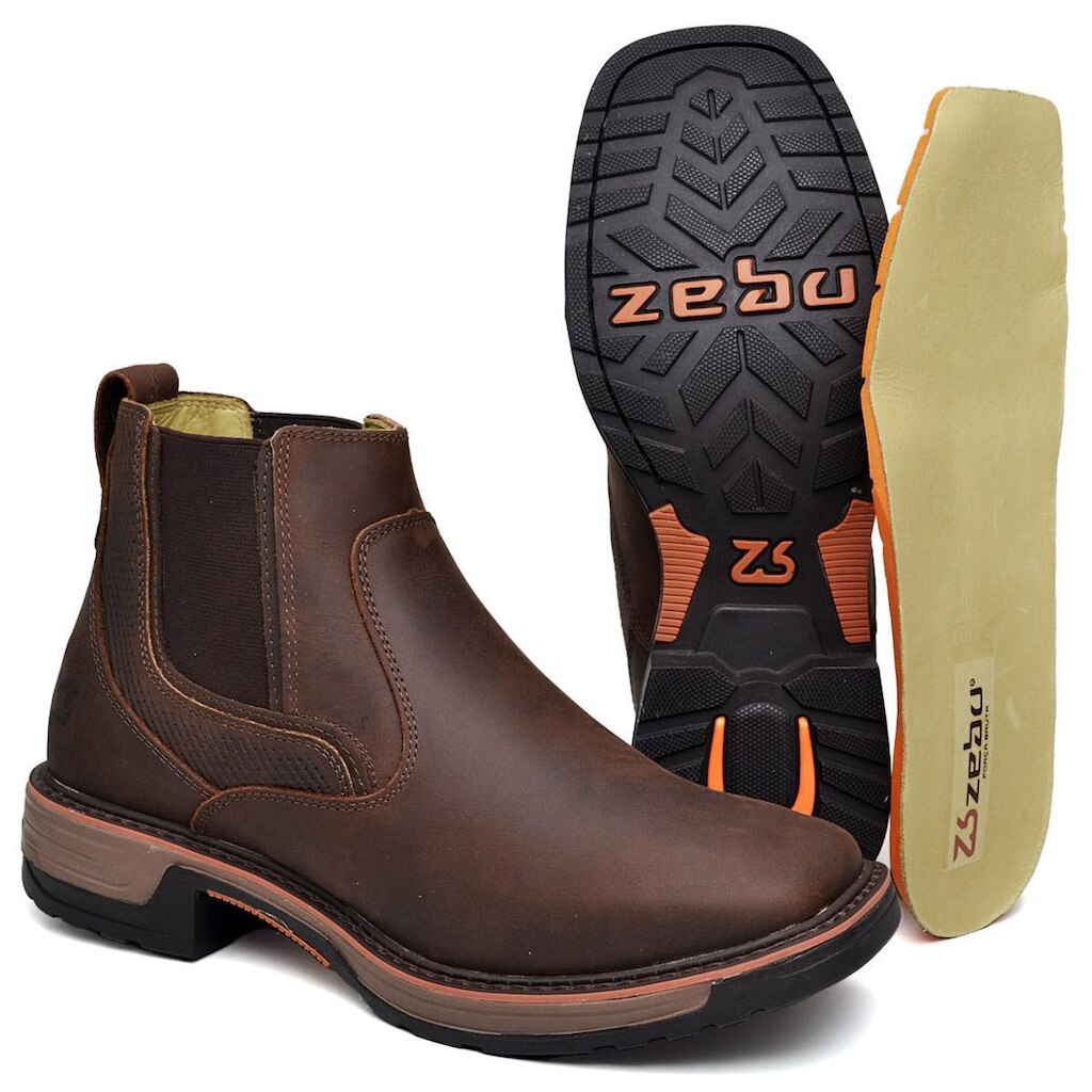 Botina Masculina Zebu Couro Legítimo Original Leve Conforto e Resistência