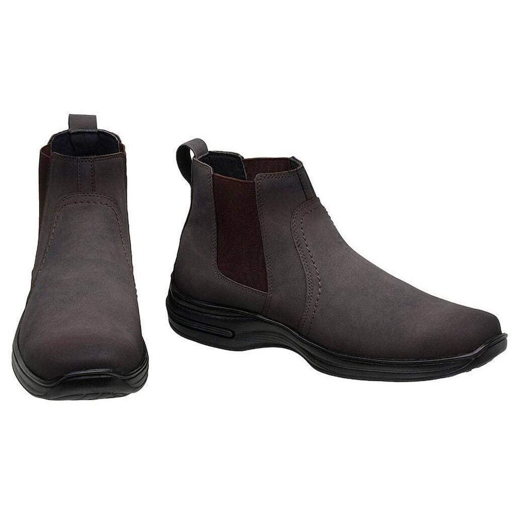 Botina Nobuck Bota Chelsea Casual Confortável Elástico Masculina