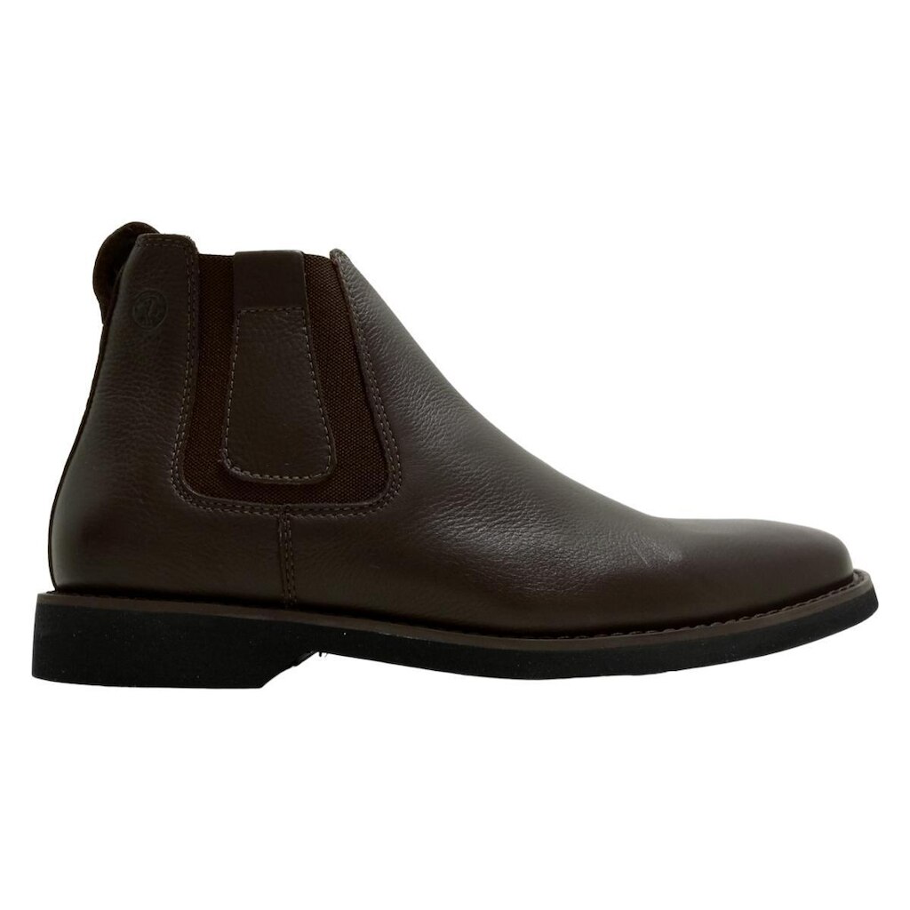 Botina Social Masculina Anatomic Gel Confort Com Elástico Lateral Couro Floater Brown 5653 Café