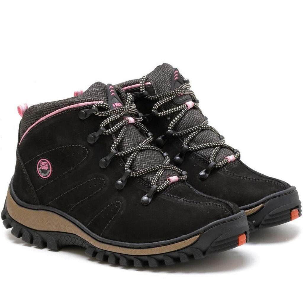 Botinha Adventure Feminina Coturno Couro Legítimo Trilha Trekking Free Jump 2206