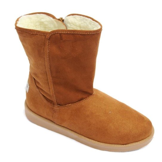 Botinha Australiana Ugg Feminina Camurça Zíper Forrada Pelo - Marrom