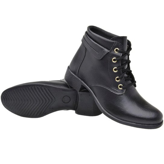 Botinha cano curto coturno cano baixo bota coturninho casual Dona Beja MOD 211 - Preto