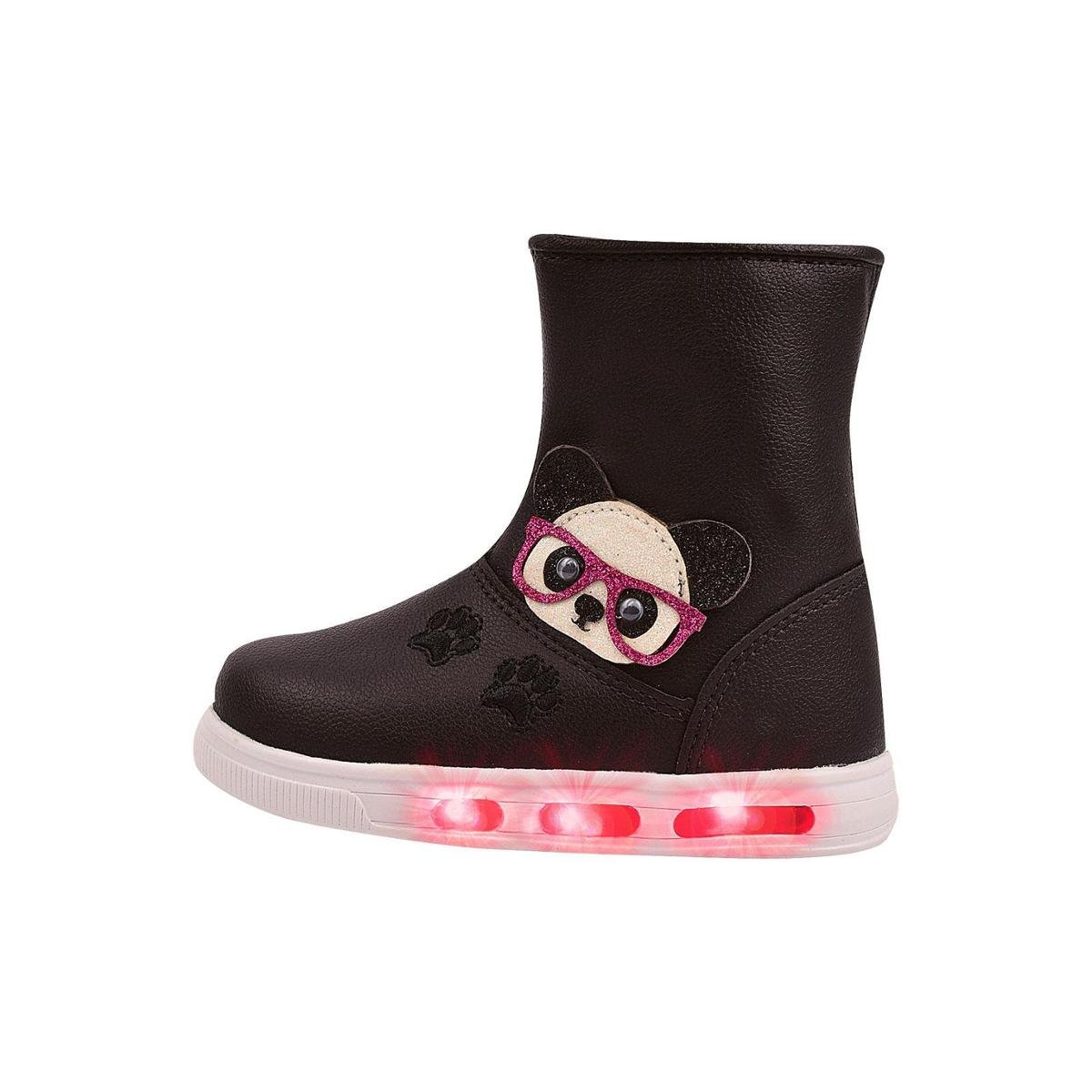 Botinha Tênis Infantil Menina Grugui Sola Com Luz Led Zíper - Preto Menor preço em Botinha Tênis Infantil Menina Grugui Sola Com Luz Led Zíper - Preto