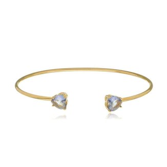 Bracelete Feminino Cristais Coração Opção Cores Semijoia Cor:Roxo Ametista;Tamanho:Único