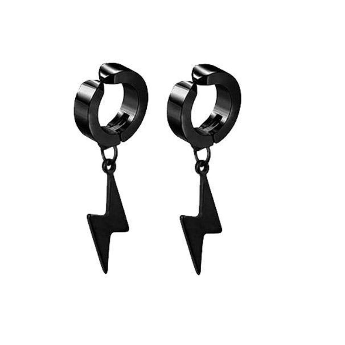 Brinco Argola Masculino Feminino Pressão Preto Raio Flash Relâmpago Aço Antialérgico Menor preço em Brinco Argola Masculino Feminino Pressão Preto Raio Flash Relâmpago Aço Antialérgico