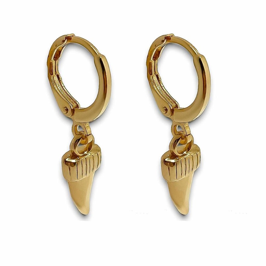 Brinco Argolinha Dente de Sabre Banhada a Ouro 18k Semijoia