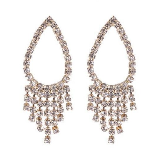 Brinco Atacado Bijuterias Pequeno Strass Julia Feminino - Dourado