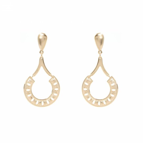 Brinco Bijoulux de Gota Texturizada Folheada a Ouro 18K - Dourado