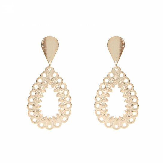 Brinco Bijoulux em Gota Texturizado Folheado a Ouro 18K - Dourado