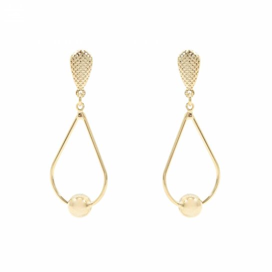 Brinco Bijoulux Gota com Bola Folheado a Ouro 18K - Dourado