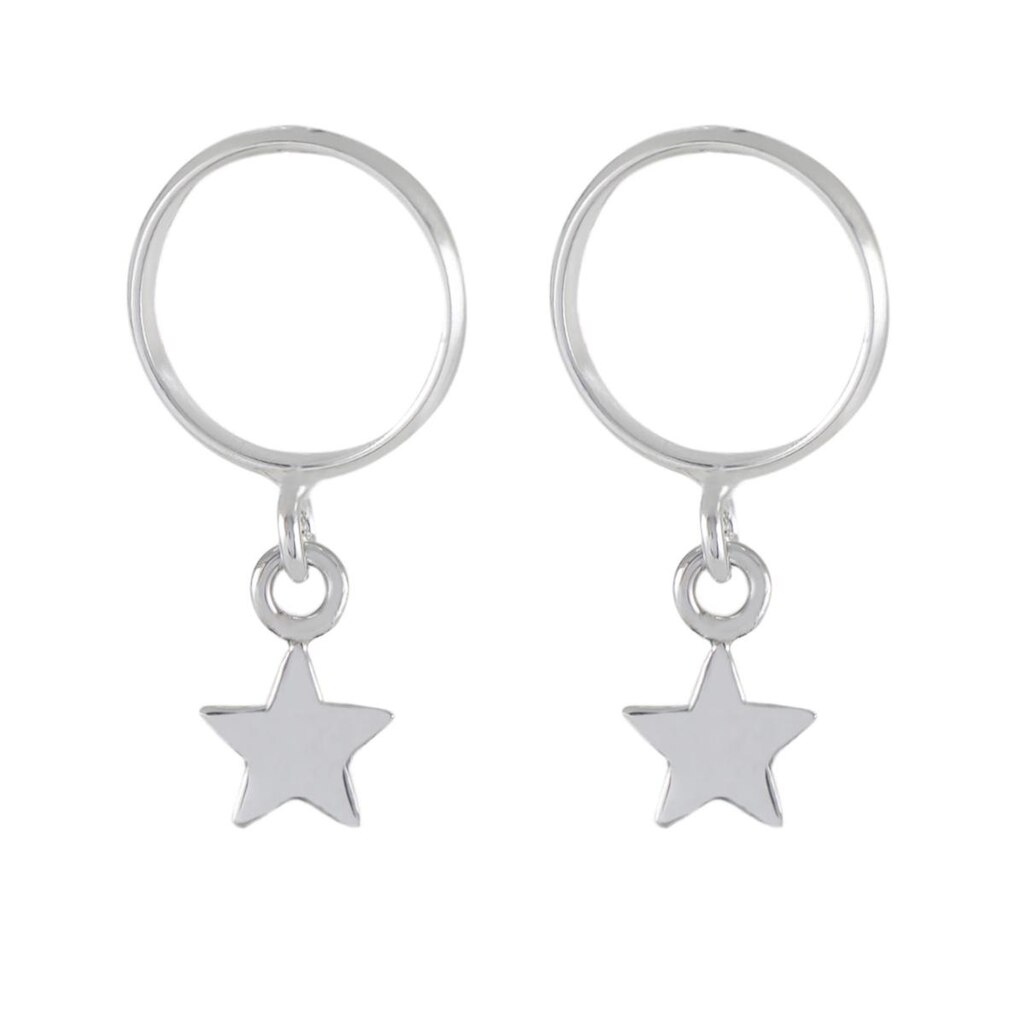 Brinco de Prata Argolinha Estrela