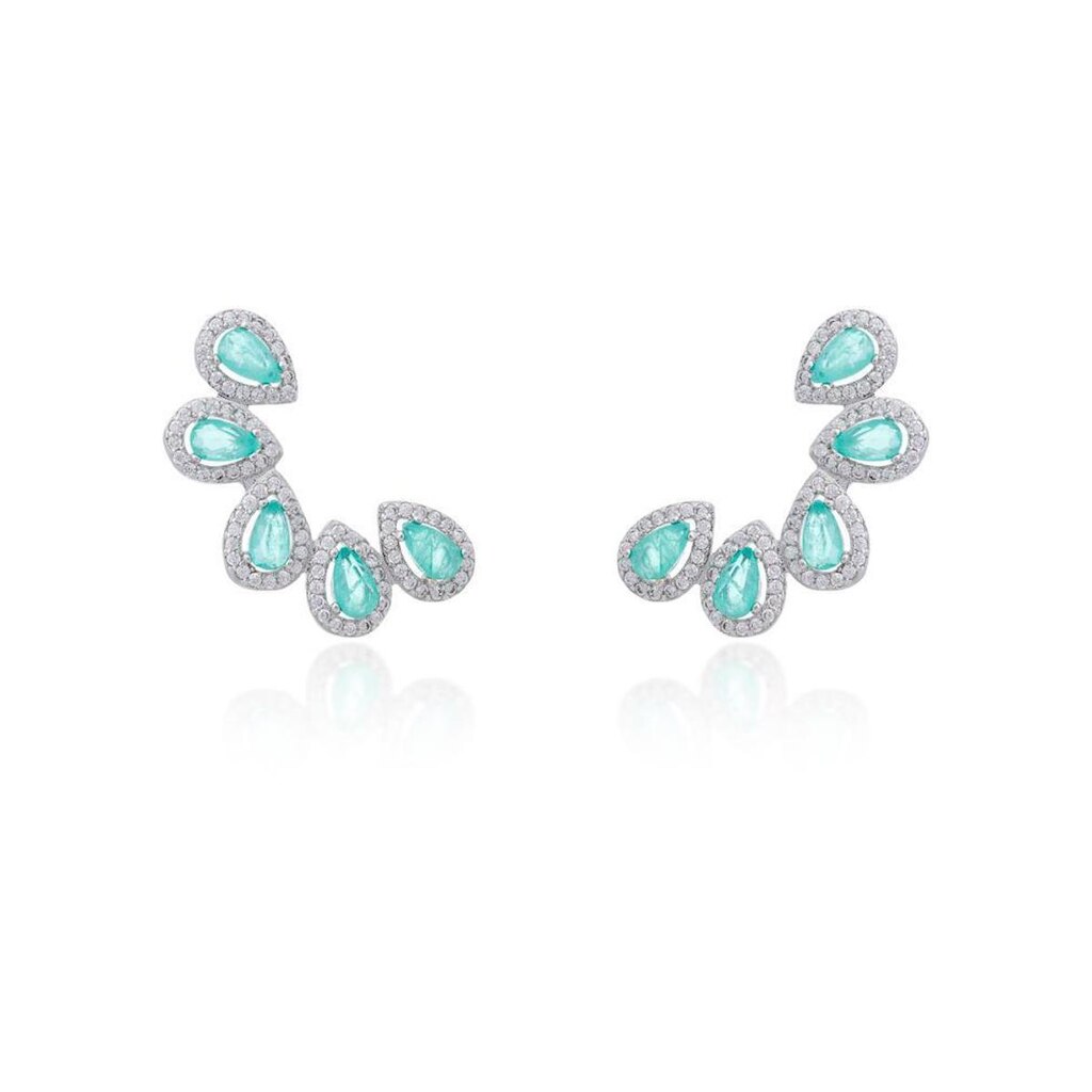 Brinco Ear Cuff Cinco Gotas Esmeralda Colombiana