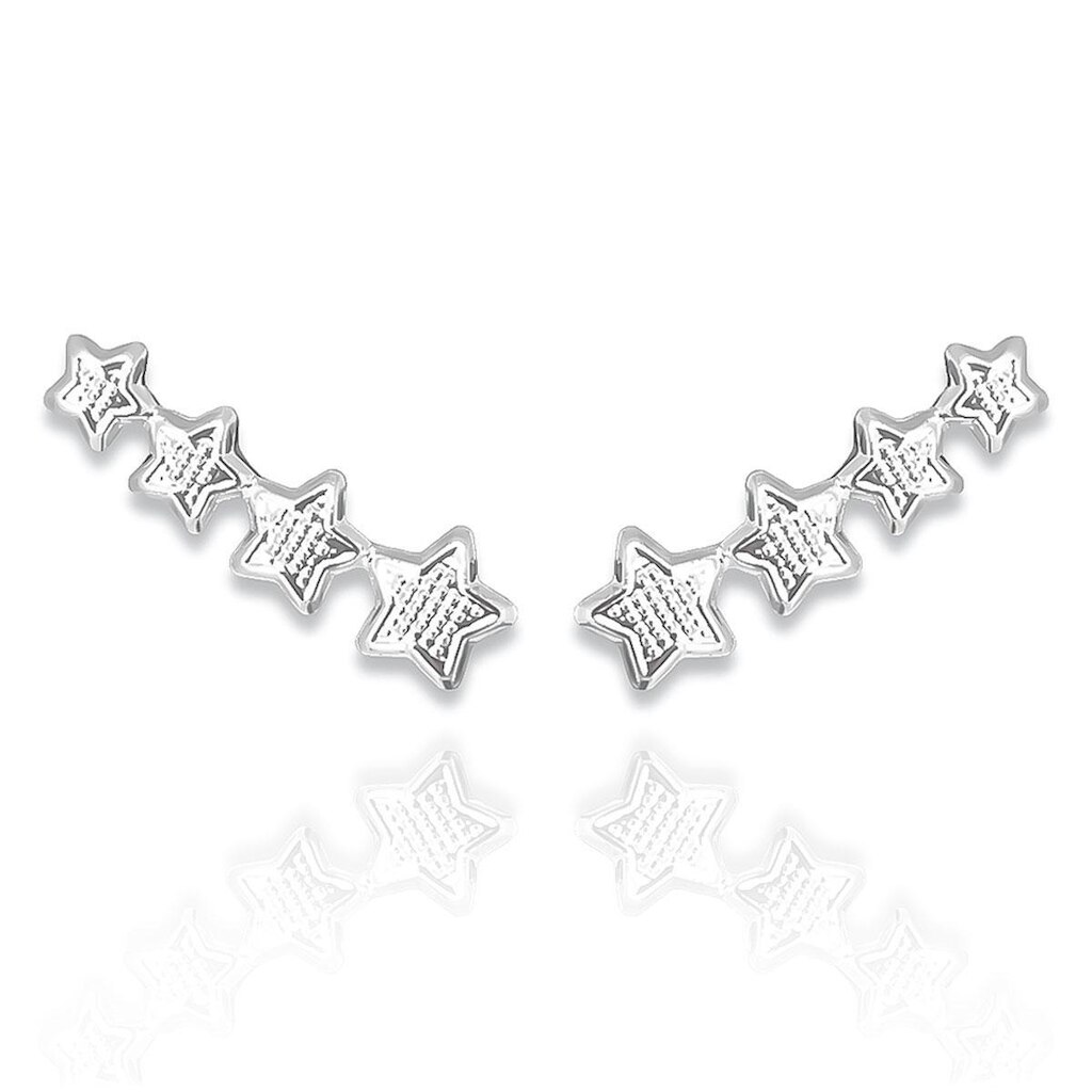 Brinco Ear Cuff Estrelas Banhado a Prata Semijoia
