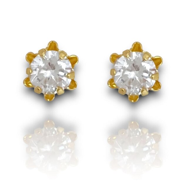 Brinco Flor de Zirconia Banhado Ouro 18k Semijoia