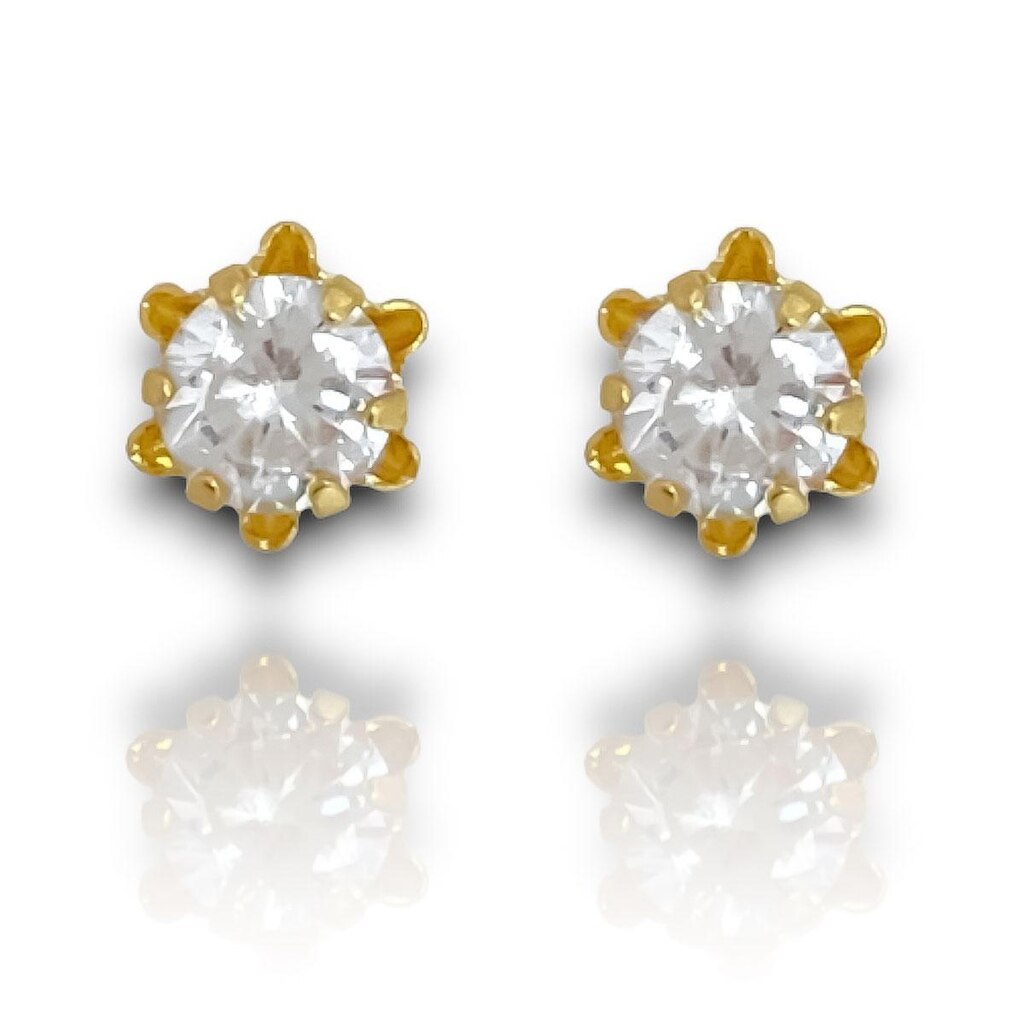Brinco Flor de  Zirconia Banhado Ouro 18k Semijoia